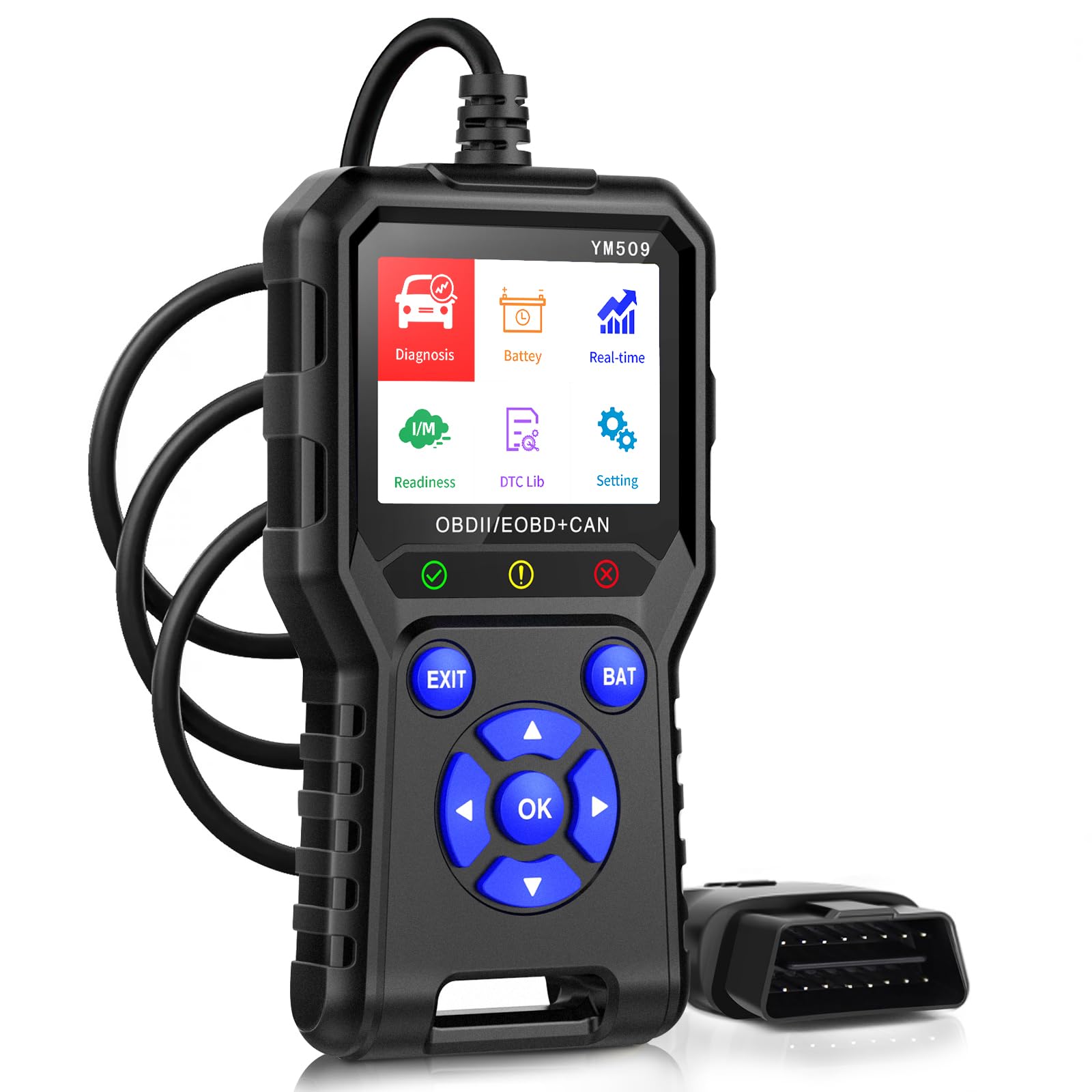 Riokko OBD2 Diagnosegerät, OBD2/EOBD Diagnosegerät Auto, Motor Fehlercodeleser Auto Diagnosegerät, KFZ Auslesegerät Mit Vollen OBD2-Funktionen, Auto Auslesegerät Unterstützt OBDII/EOBD-Protokoll von Riokko