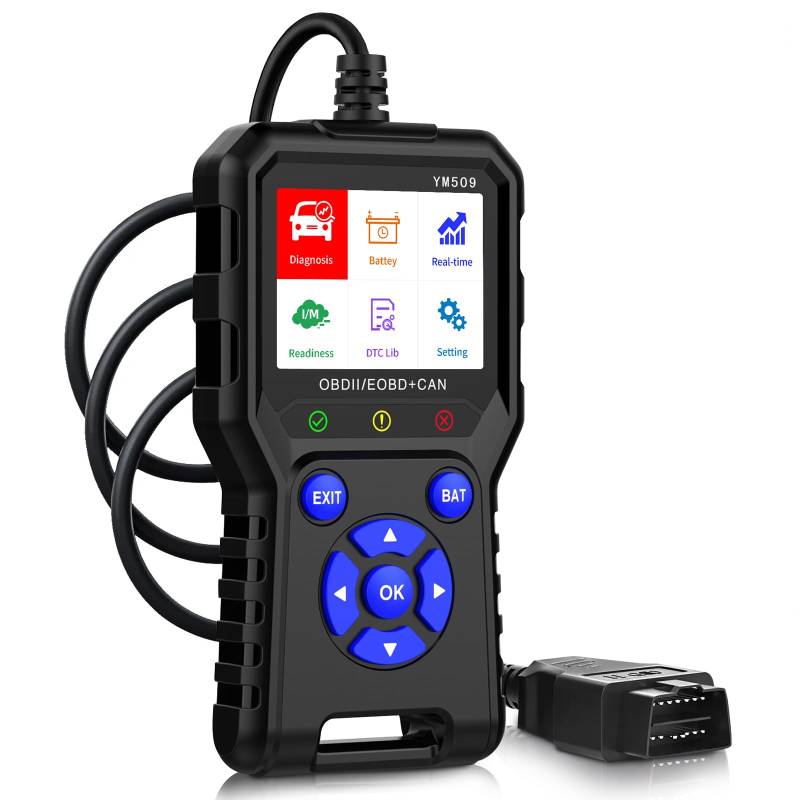 Riokko OBD2 Diagnosegerät, OBD2/EOBD Diagnosegerät Auto, Motor Fehlercodeleser Auto Diagnosegerät, KFZ Auslesegerät Mit Vollen OBD2-Funktionen, Auto Auslesegerät Unterstützt OBDII/EOBD-Protokoll von Riokko