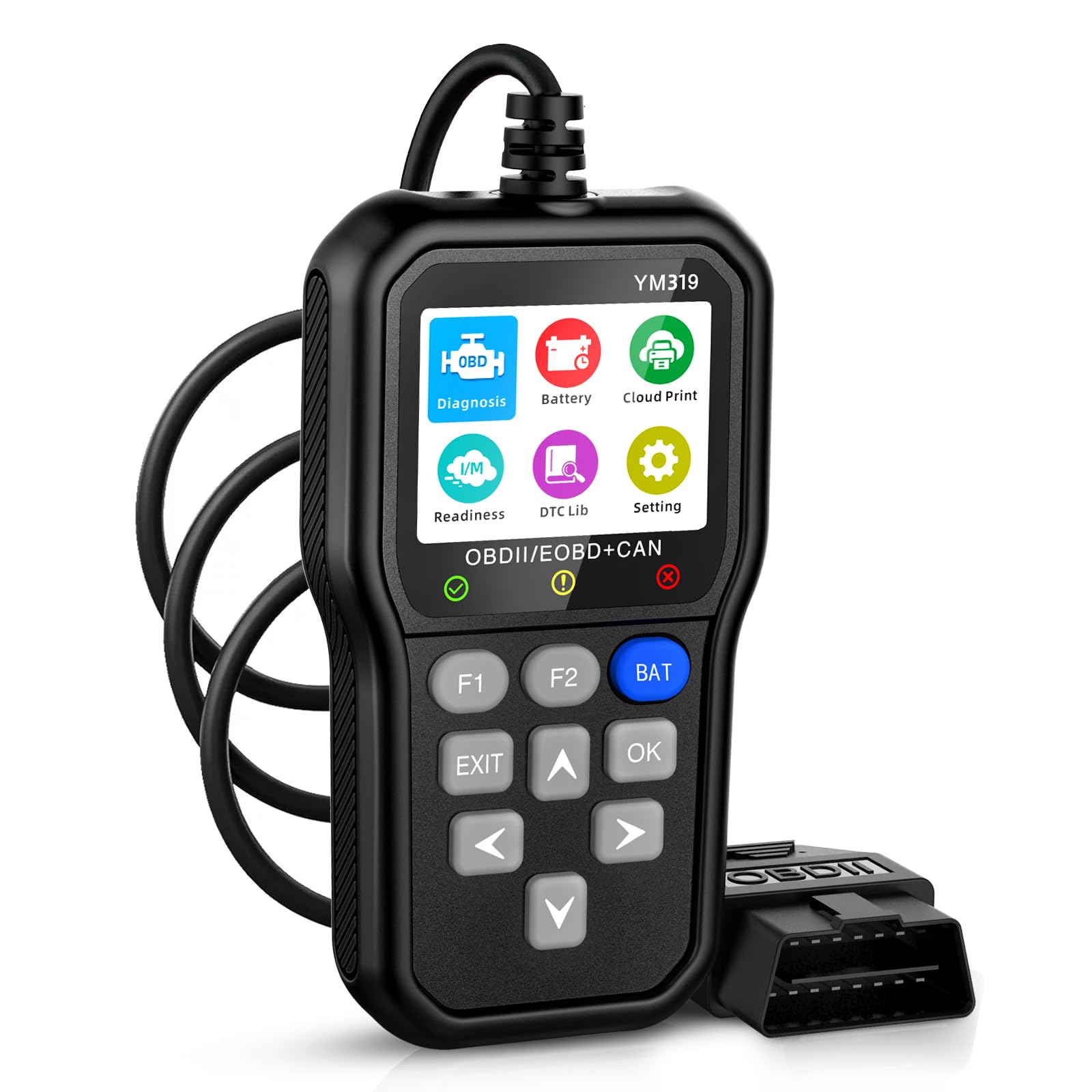 Unterstützt Cloud-Druck OBD2 Diagnosegerät Auto Scanner 13 Sprachen Auto 2,4 Zoll Farbbildschirm Universal OBD2/EOBD KFZ-Fehlercode-Lesegerät Bewertung Lebensdauer Fahrzeugbatterien Autos nach 1996 von Riokko