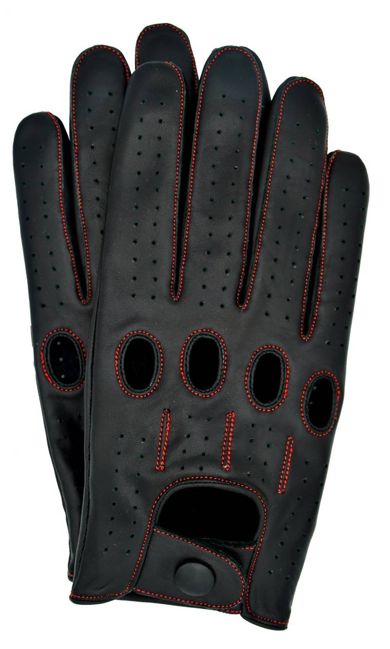 Riparo Herren Leder Auto Autohandschuhe Vollfinger Touchscreen Lederhandschuhe (S, Schwarz Roter Faden) von Riparo Motorsports