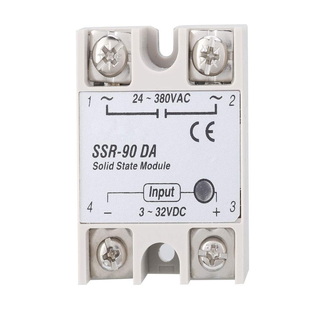 SSR-90DA 90A Halbleiterrelaismodul Einphasiges Halbleiterrelais SSR DC-AC Eingang 3-32V DC von Risegun