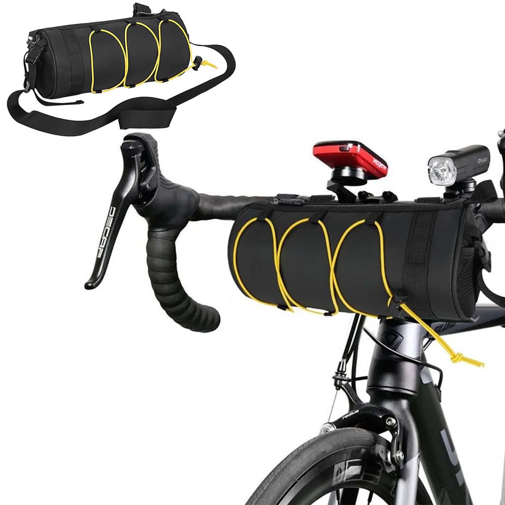 Fahrrad Lenkertasche, Schultertasche Fahrradtasche, Multifunktional Fahrrad Lenkertasche Wasserdicht mit Schultergurt, für Rennrad Mountainbike Radfahren Reisen, 2.5L (Gelb) von Ritte