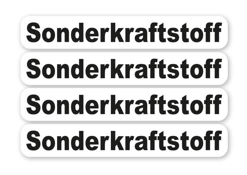 Aufkleber Set Sonderkraftstoff Schild Warnhinweis Tanken 4X Sticker Set Waschanlagenfest Witterungs- und UV-beständig von Ritter Mediendesign