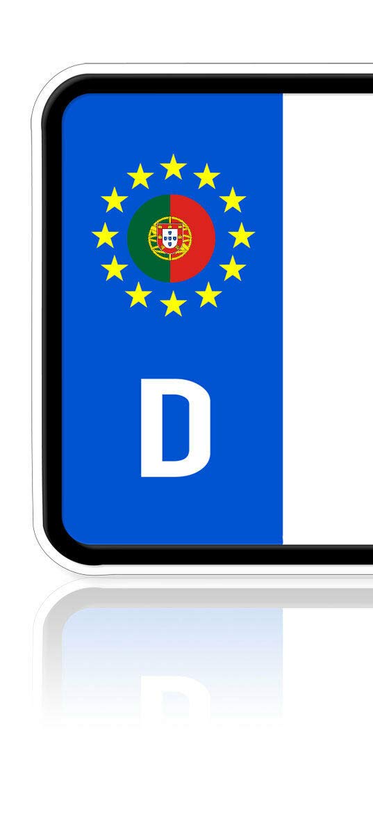 Ritter Mediendesign Portugal Aufkleber Set 2 Stück Sticker Plakette Nationalflagge EU Plakette Nummernschild Waschstrassenfest UV-Beständig von Ritter Mediendesign