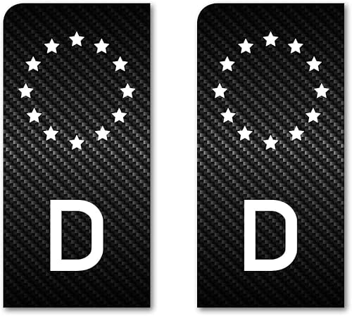 2X EU-Feld Kennzeichen Sticker Aufkleber Motorrad Nummernschild Carbon Schwarz Waschstrassenfest UV-Beständig von Ritterprintz