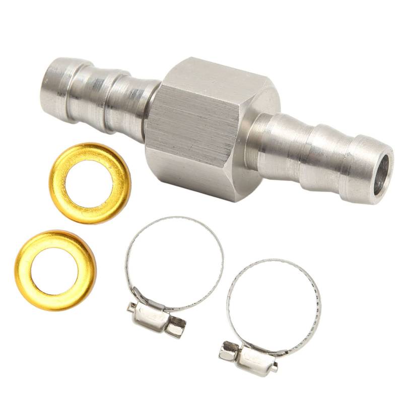 Kraftstoffleitungs-T-Stück-Adapter, Rostfreies Kraftstoffschlauch-Manometer-T-Stück 1/8-27 NPT-Anschluss für Vergaser (3/8 Zoll) von Riuulity