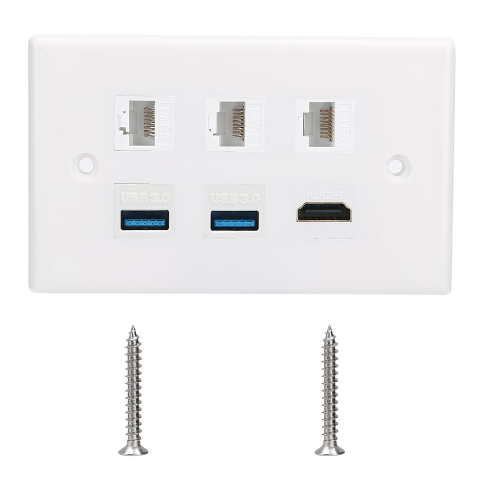 Wandplattenpanel, 3 CAT6 + 2 USB3.0 + -Schnittstelle, Aufsteckbares Wandplattenpanel nach Amerikanischem Standard, Steckdosenpanel von Riuulity