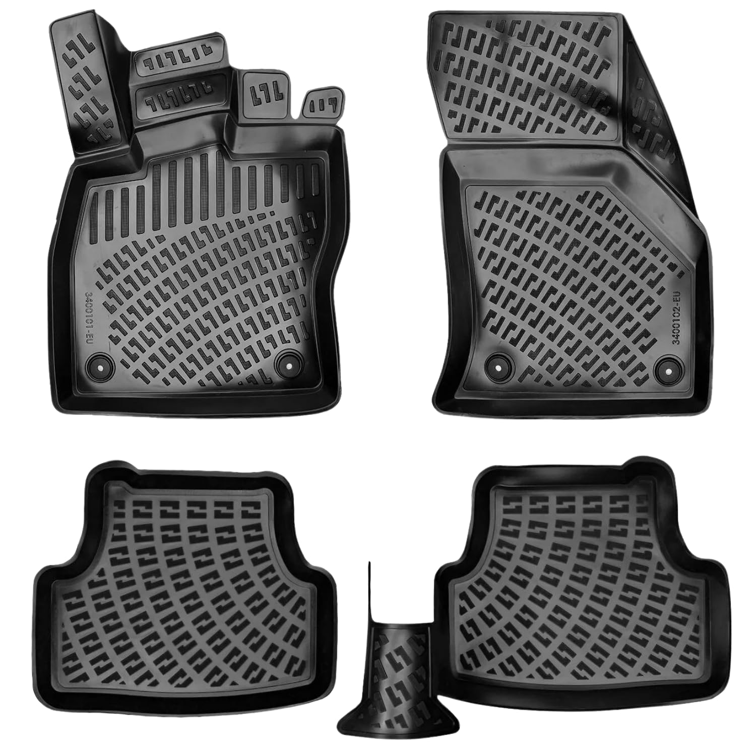 Rizline Passgenau 3D Fussmatten Auto Kompatibel mit Seat Leon 3 Gen 2012-2020 Auto Zubehör 1. Und 2. Reihe Gummimatten Autos TPE Allwetter Geruchlos rutschfest Vorne und Hinten Schwarz von Rizline