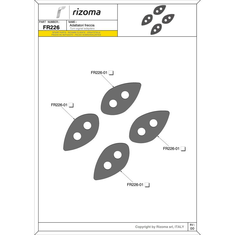 Rizoma Blinkeradaptersatz FR226B  28x50mm für Honda von Rizoma