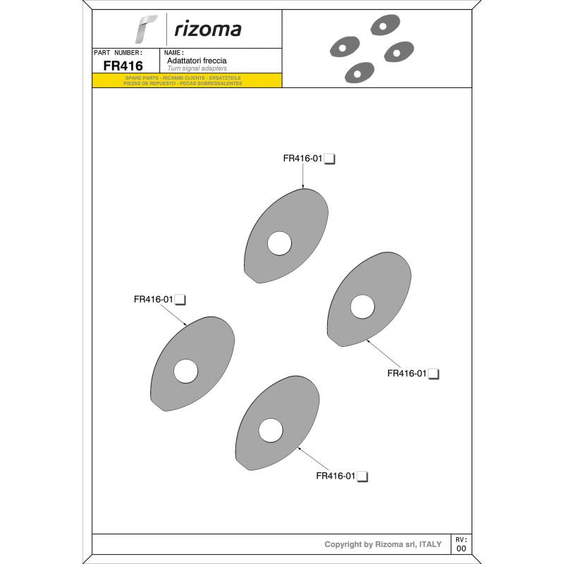 Rizoma Blinkeradaptersatz FR416B  22x38mm für MV Agusta von Rizoma