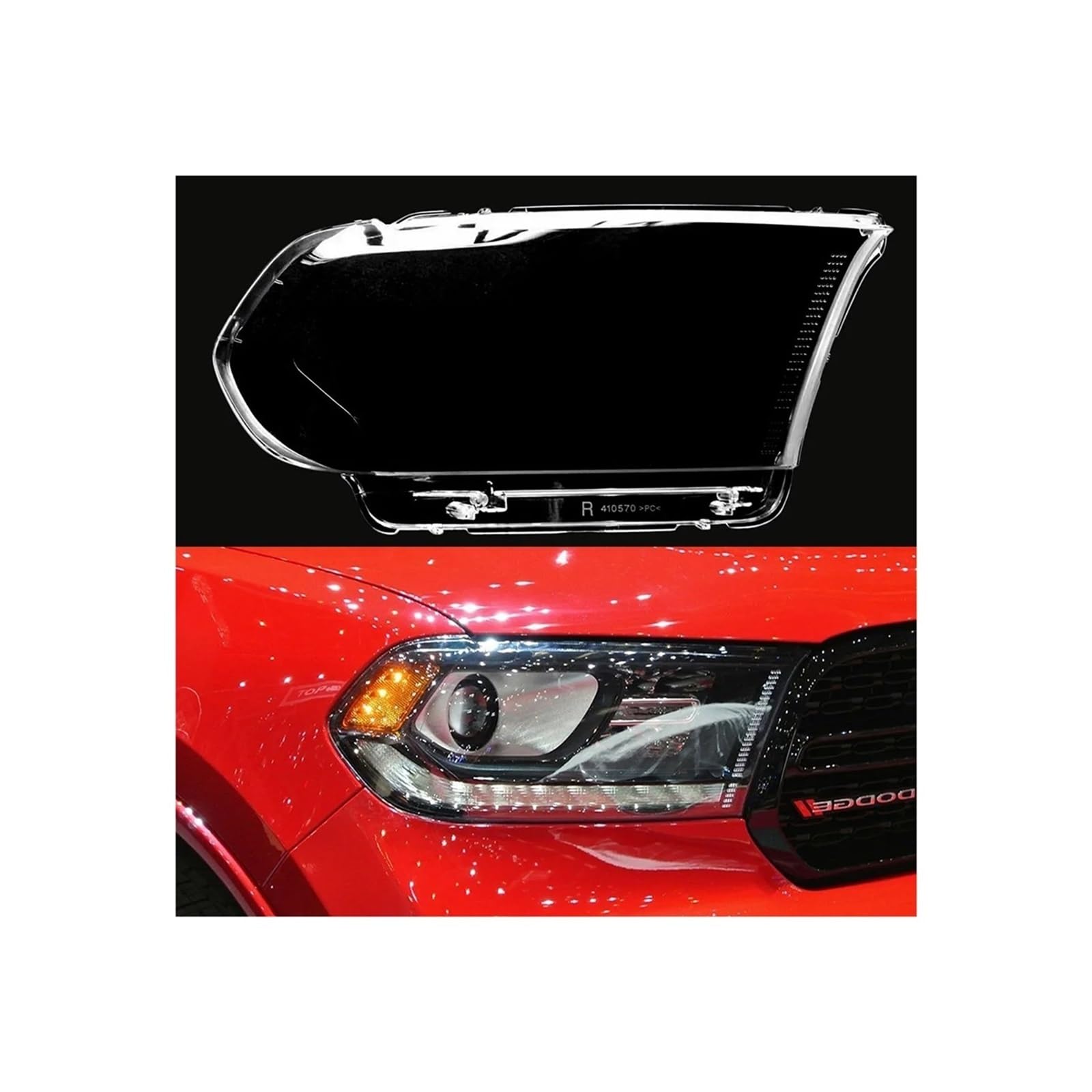 Autogehäuse-Scheinwerferkappen, kompatibel for Dodge Durango 2016–2020, Auto-Frontscheinwerfer-Objektivabdeckung, Lampenschirm, Lampenabdeckung, Kopflampen-Lichtschale(Right) von RoOfys