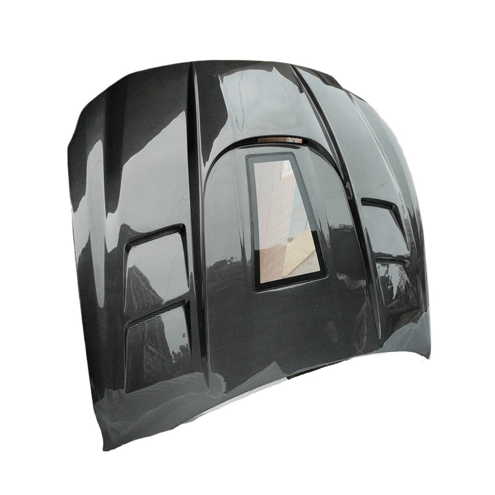 Echte Kohlefaser, transparentes Glas, Frontstoßstange, Motorhaube, Motorhaube, Entlüftungsabdeckung, kompatibel mit Maserati, kompatibel mit Quattroporte 2013–2022(Double-sided carbon) von RoOfys