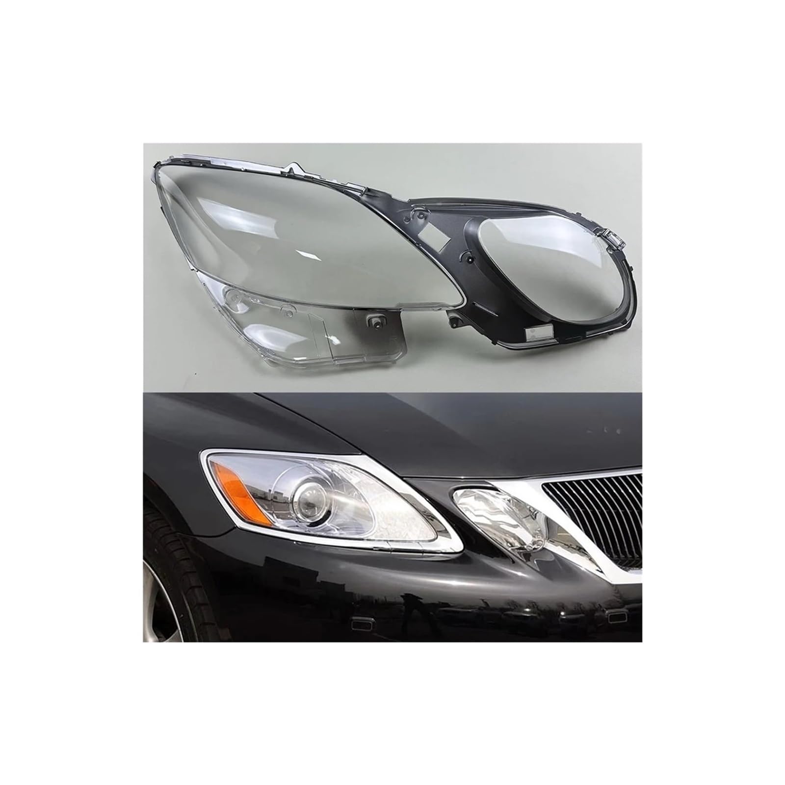 Kompatibel for Lexus GS300 GS430 GS450h GS460 2005~2011 Scheinwerferabdeckung, transparente Scheinwerferschale, ersetzen Sie den Original-Lampenschirm aus glas(Right) von RoOfys