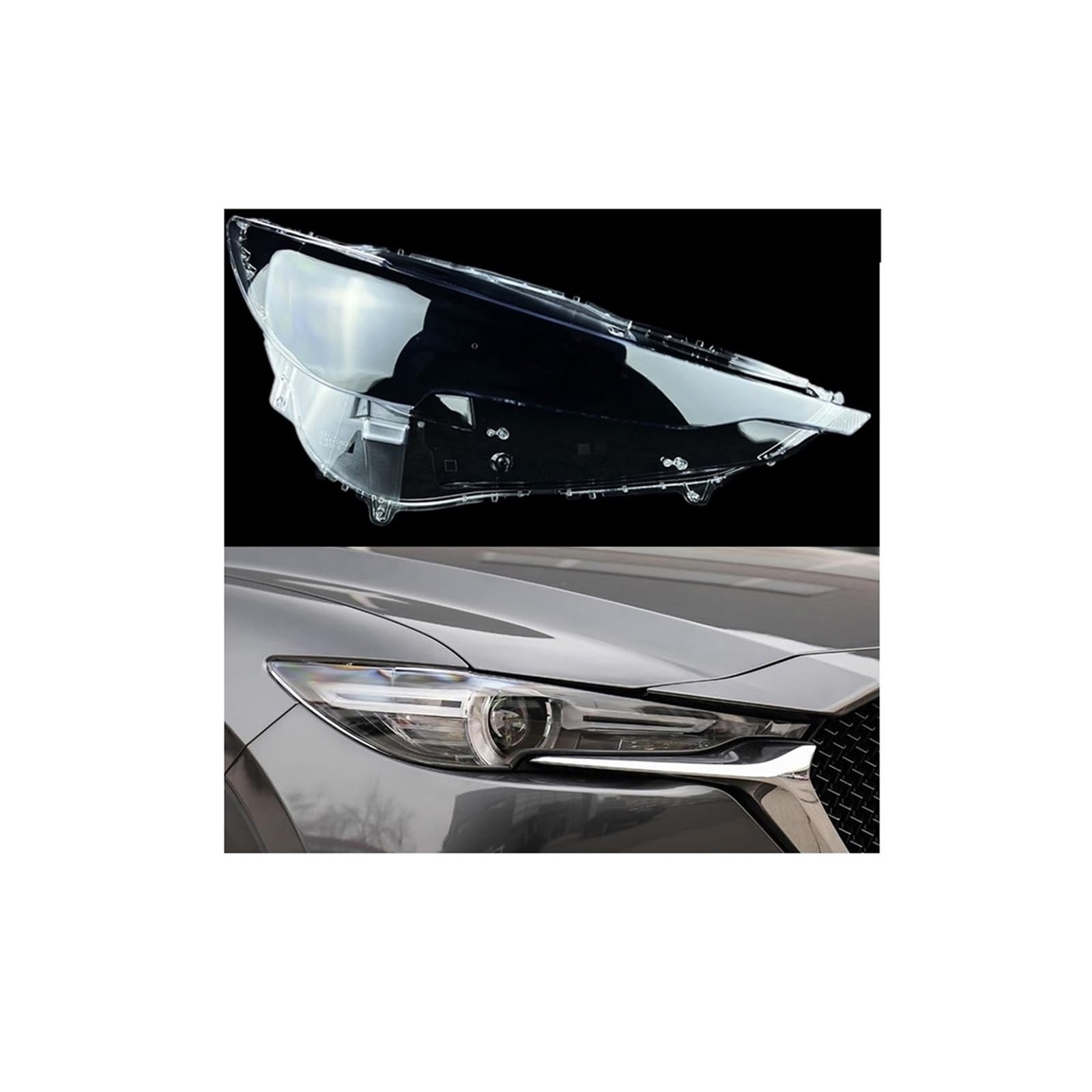 Kompatibel for Mazda CX-5 2017-2021 Ersatzlampengehäuse Scheinwerferabdeckung Glas Lampenschirmabdeckung Transparenter Schatten Autoscheinwerferlinse(1pcs Rigth) von RoOfys