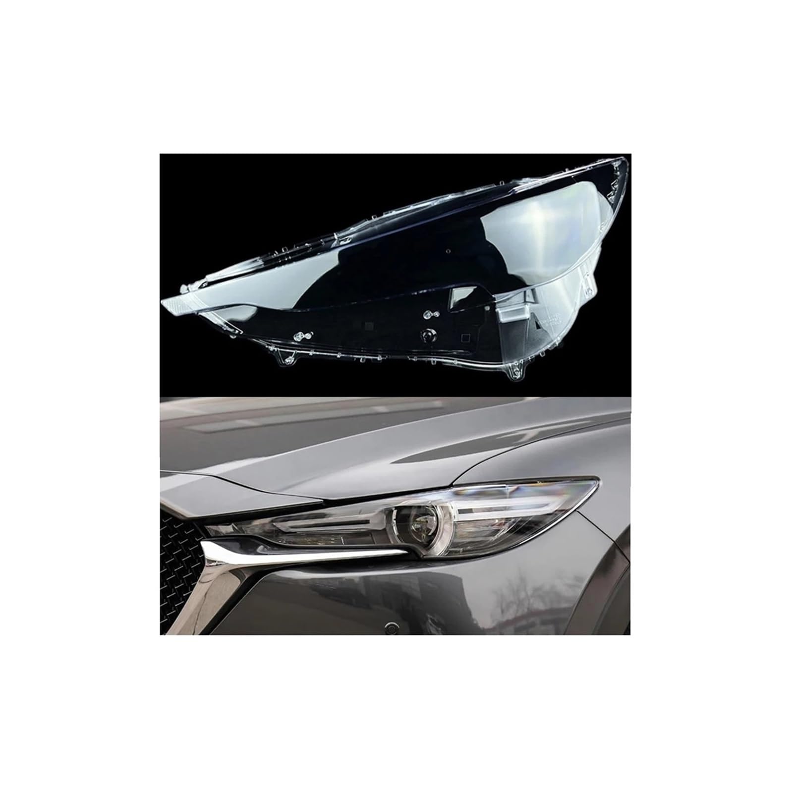 Kompatibel for Mazda CX-5 2017-2021 Ersatzlampengehäuse Scheinwerferabdeckung Glas Lampenschirmabdeckung Transparenter Schatten Autoscheinwerferlinse(1pcs left) von RoOfys