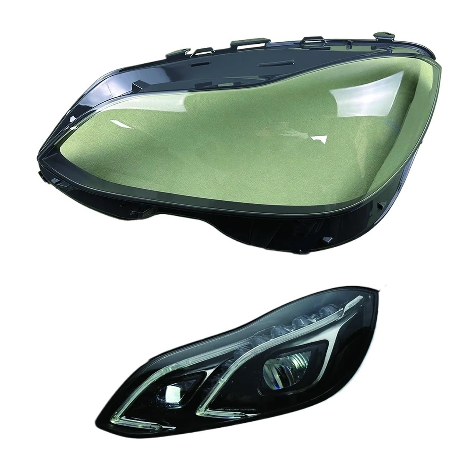 Kompatibel for Mercedes-Benz E-Klasse W212 E200L E260L E280L E300L E350L 2014 2015 Scheinwerfer transparente Lampenschirm-Abdeckungslinse glas(Left) von RoOfys