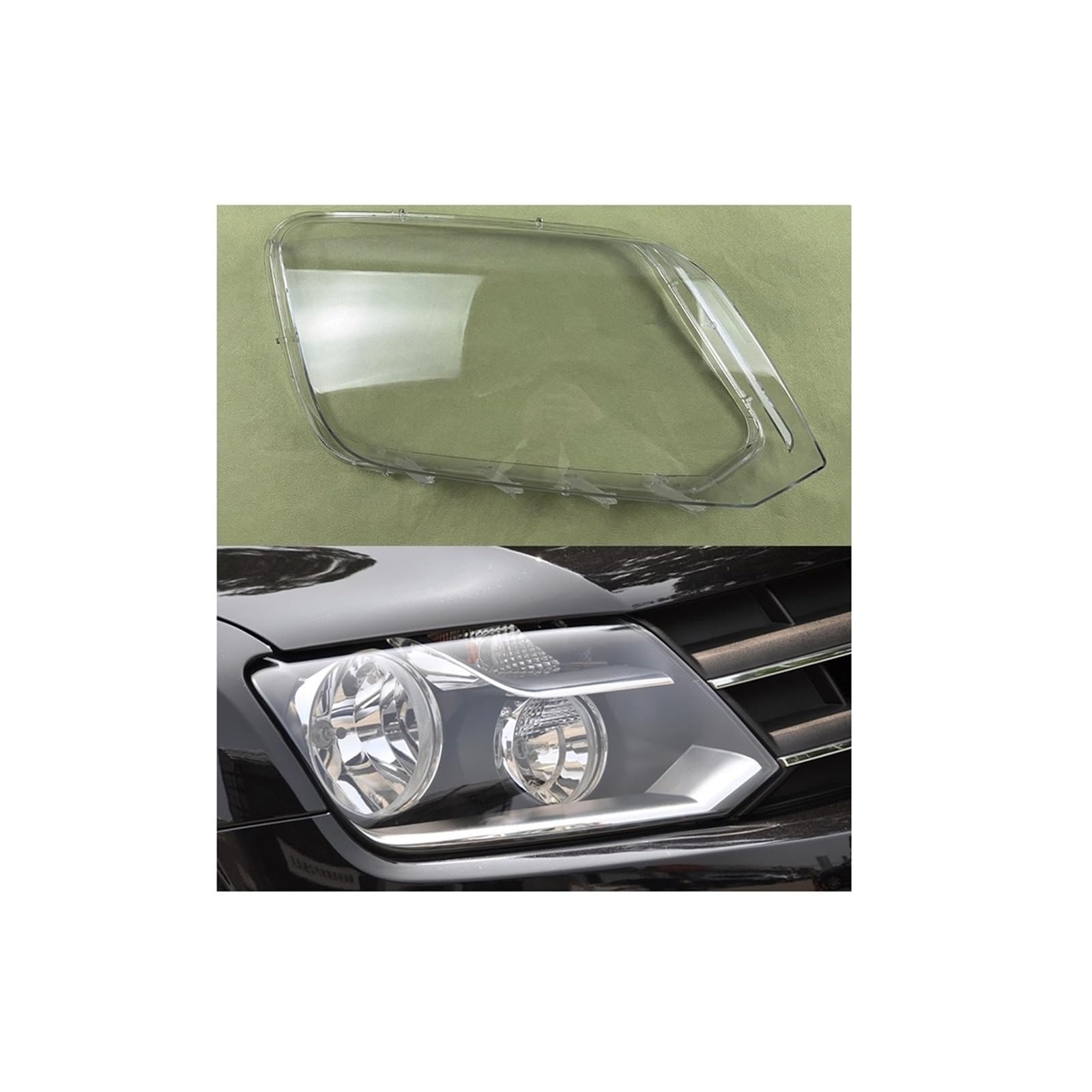 Kompatibel for VW, kompatibel for Amarok 2010–2019, Auto-Scheinwerfer-Scheinwerfer-Licht, Lampenschirm, Glaslinsengehäuse, Shell-Abdeckung, transparente Lampenabdeckung(Right) von RoOfys