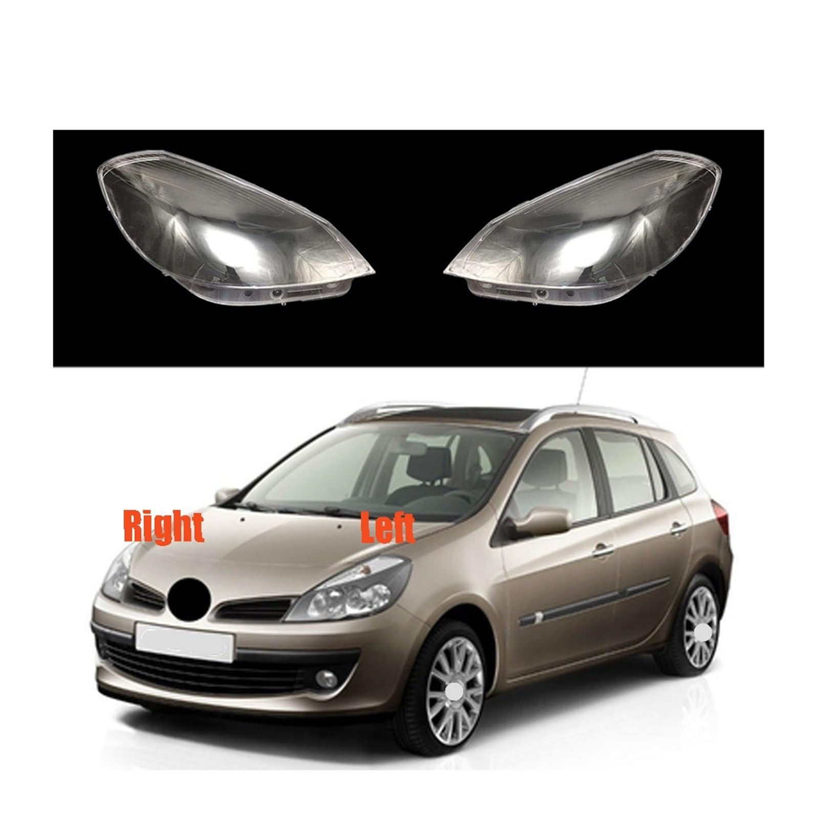 Scheinwerfer Lampenschirm Glas Lampenabdeckung Kopf Lampe Licht Abdeckung Kompatibel for Renault Und Clio 2008 Auto Front Scheinwerfer Objektiv Abdeckung auto Shell(Right) von RoOfys