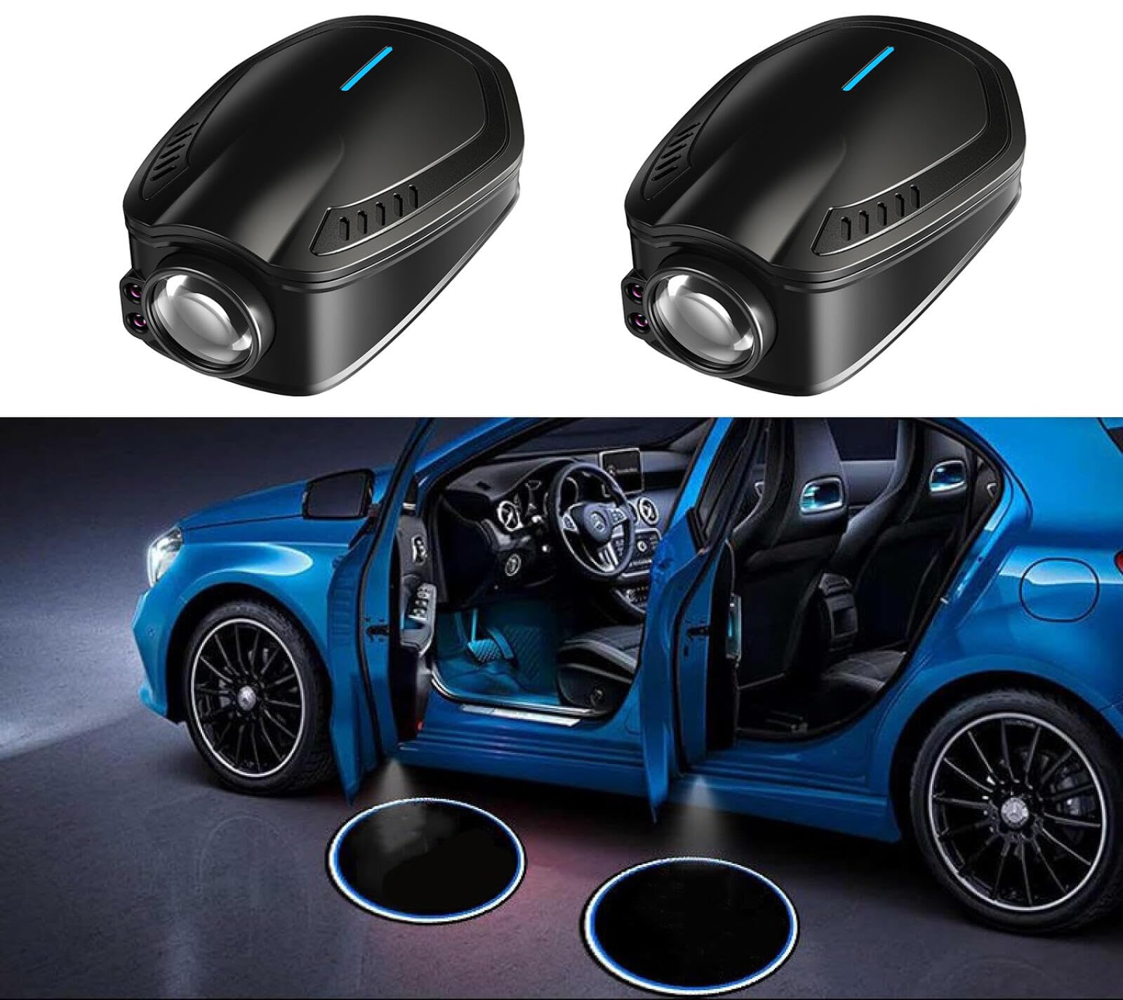 2 Stück Personalisiert Auto türlicht Logo-Projektor, LED Türprojektoren für Autolichter Beleuchtung, Autotür Willkommen LED Light, Kein Magnet erforderlich, für alle Auto, USB-Aufladung von RoPox