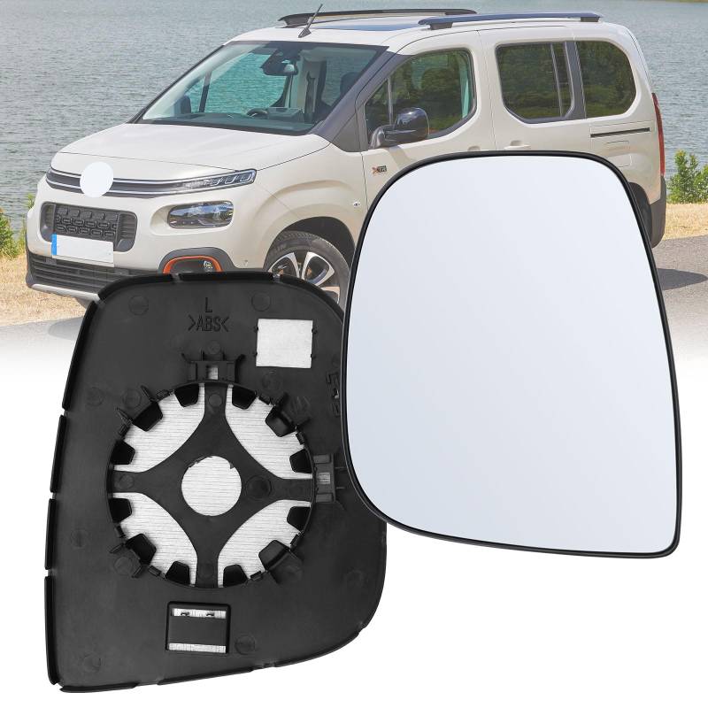 Beheiztes Spiegelglas, Außenspiegelglas Beheizt Kompatibel mit Citroen Berlingo 2012-2018/ Peugeot Partner MK2 Facelift 2012-2018, Rückspiegel Glas Beheiztes (Left) von Roadtime