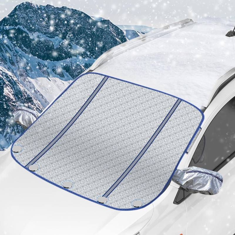 Robofun Auto Windschutzscheiben Abdeckung, Frontscheibenabdeckung Winter, Schnee EIS Frost Staub Wasserbeständig UV, Flexible Größe für SUV LKW Auto Groß Oder Klein (160 * 115cm) von Robofun