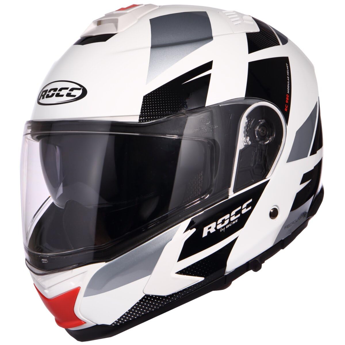 Rocc 982 Motorradhelm Schutzhelm Klapphelm mit Sonnenblende Weiß/Schwarz XS von Rocc