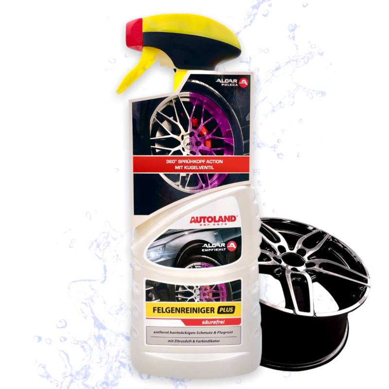 Felgenreiniger Plus 670 ml Autoland Car Care - säurefrei - 360° Sprühkopf - Wirkindikator - Zitrusduft - selbstaktiver Reiniger - von Felgenherstellern empfohlen von Rocket Car Shop