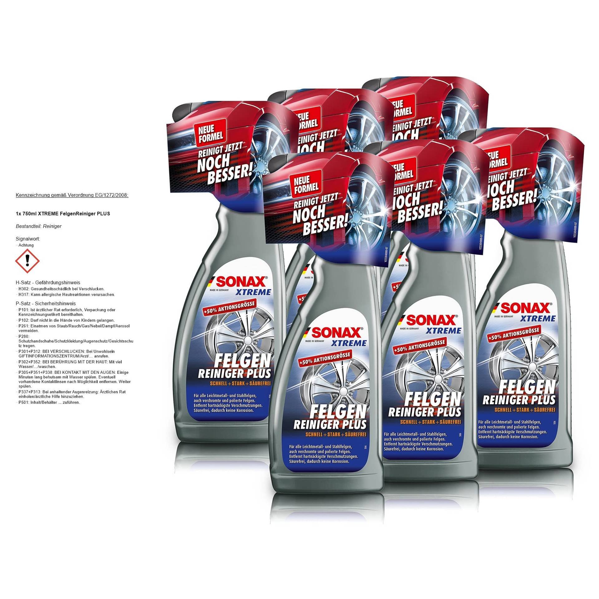 SONAX 6X 02304000 Xtreme FelgenReiniger Plus Säurefrei 750ml von SONAX