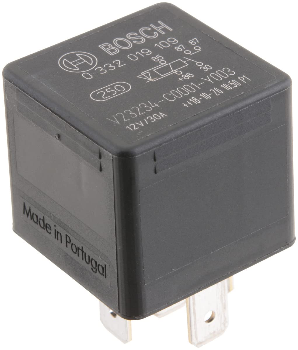 Bosch 0332019109 Mini-Relais 12V 30A, IP5K4, Betriebstemperatur von -40° bis 100°, Schließer-Relais, 5 Pins, 2x87 von Bosch