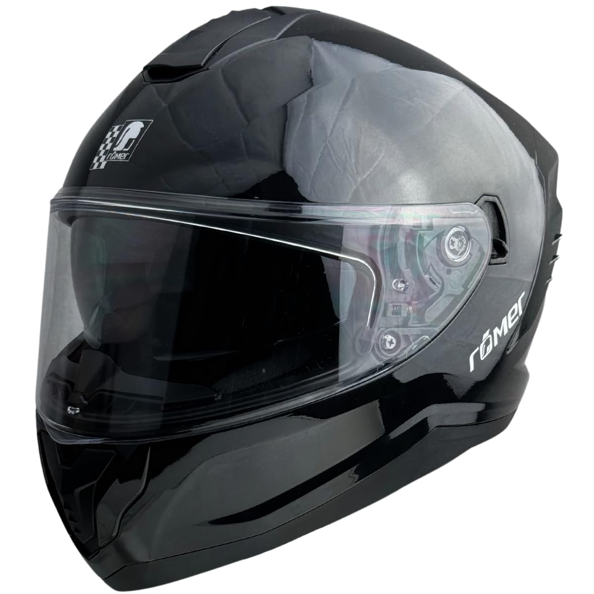 Römer Integralhelm RR20171 - Motorradhelm mit Sonnenvisier, schwarz glänzend, Gr. M von Römer