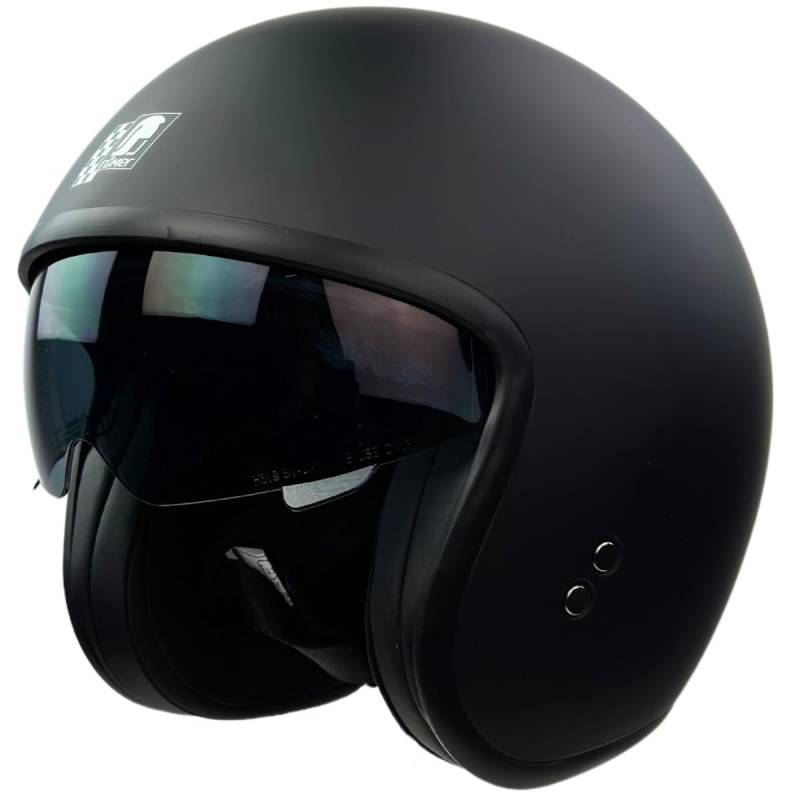 Römer Jethelm RR10701 - Motorradhelm mit Sonnenvisier + gratis klaren Visier, matt schwarz, Gr. L von Römer