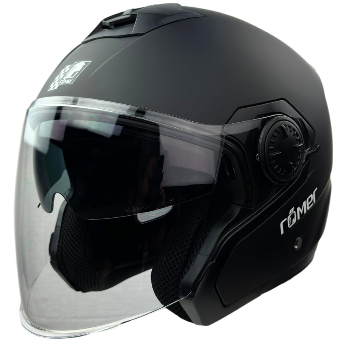 Römer Jethelm -RR10901 - Motorradhelm mit integrierten Sonnenvisier, schwarz matt, Gr. XS-XXL von Römer