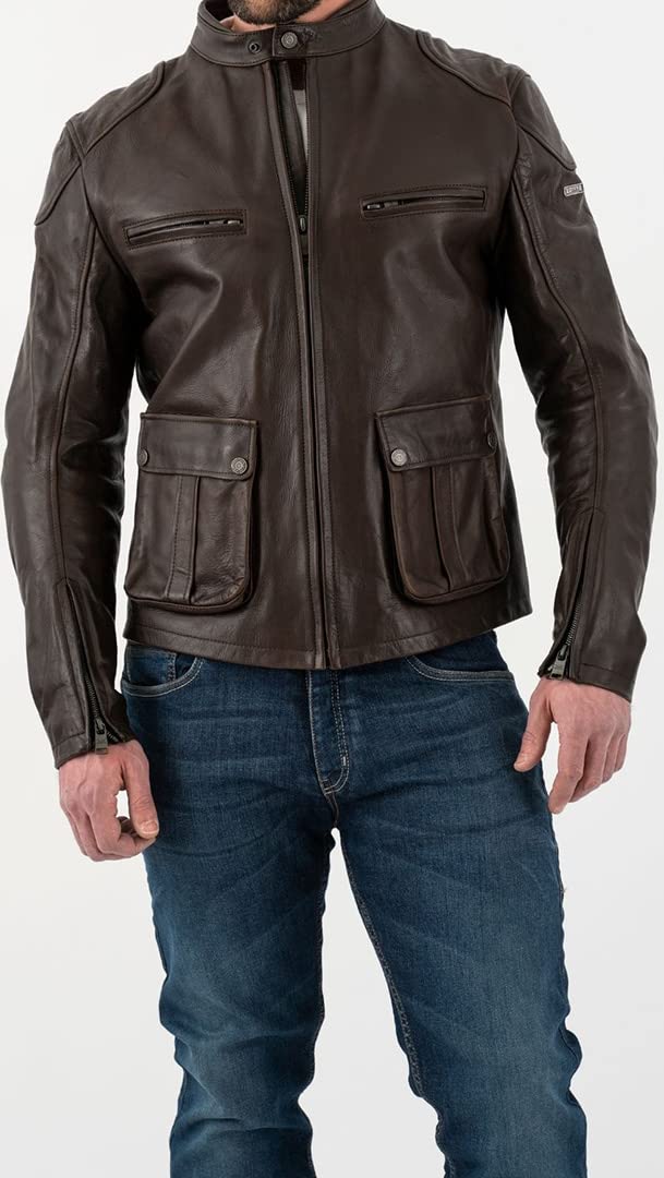 Rokker Goodwood Motorrad Lederjacke (Brown,L) von Rokker