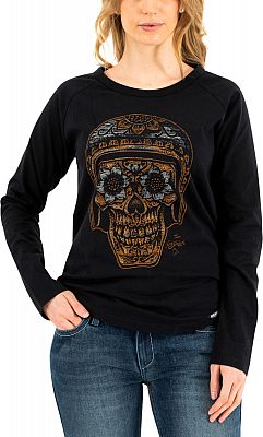 Rokker La Catrina, T-Shirt langarm Damen - Schwarz/Orange/Weiß - M von Rokker