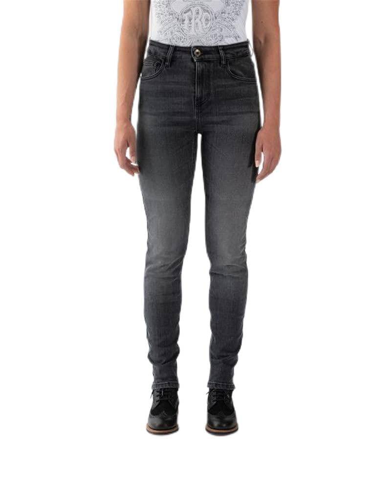 Rokker Tech High Waist Damen Motorrad Jeans, dunkelgrau, 32 von Rokker