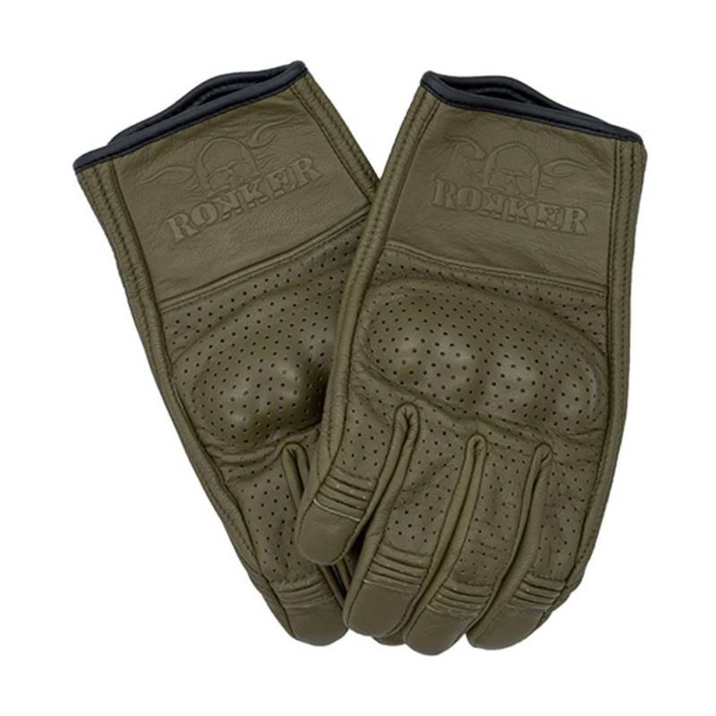 Rokker Tucson perforierte Motorradhandschuhe Herren (olive), M von Rokker