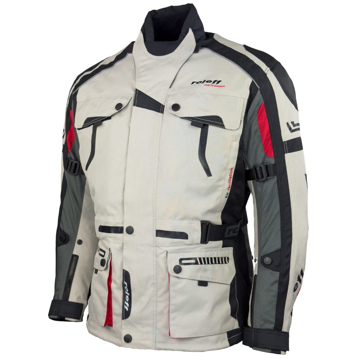 ROLEFF RACEWEAR Helle Motorradjacke mit Protektoren, Belüftungssystem, Klimamembrane und herausnehmbarem Thermofutter von Roleff Racewear