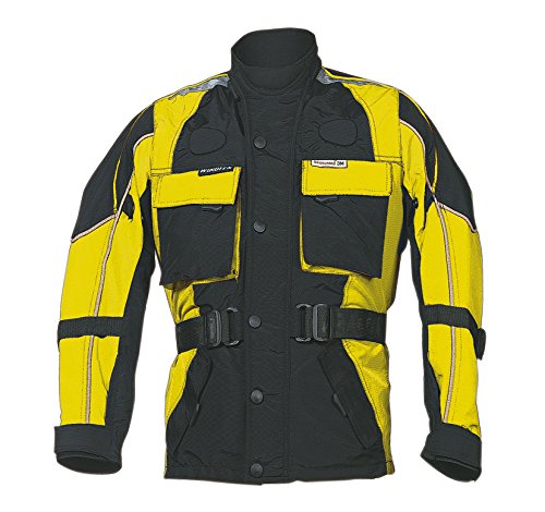 Roleff Racewear RO433k Kinder Motorradjacke mit Reflektoren und Weitenverstellung, neongelb, schwarz, Größe S von Roleff Racewear