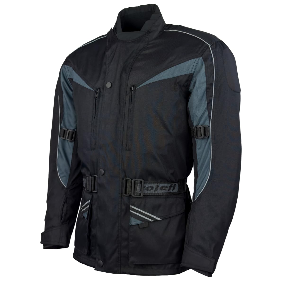 ROLEFF RACEWEAR klassiche lange Motorradjacke mit Protektoren, schwarz, grau von Roleff Racewear