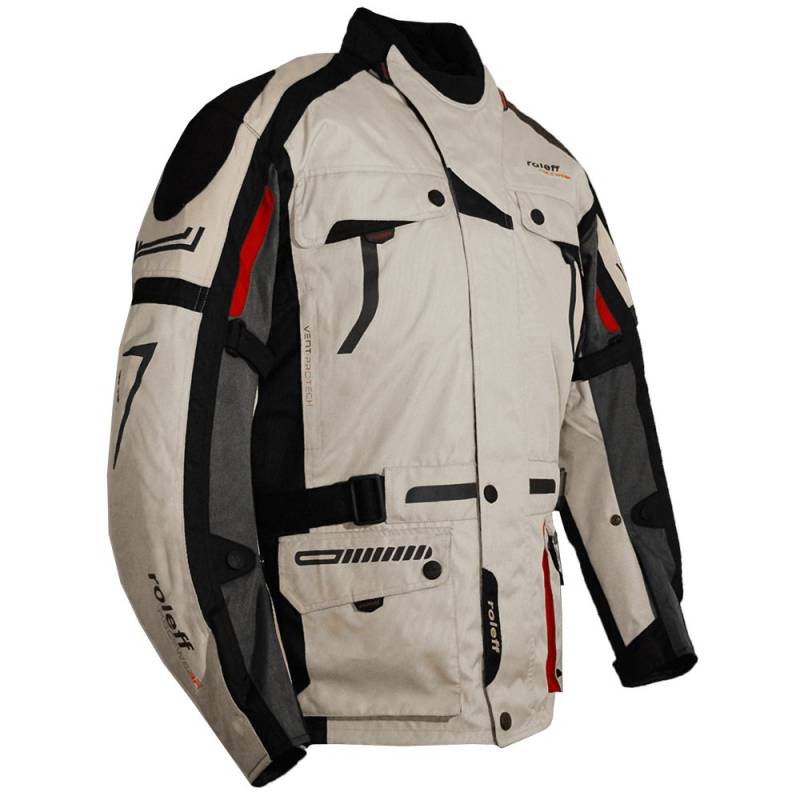 Roleff Helle Motorradjacke mit Protektoren, Belüftungssystem, Klimamembrane und herausnehmbarem Thermofutter von Roleff Racewear, Weiß, XXL von Roleff Racewear