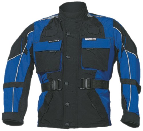 RO431k Kinder Motorradjacke mit Reflektoren und Weitenverstellung, blau, schwarz, Größe M von ROLEFF