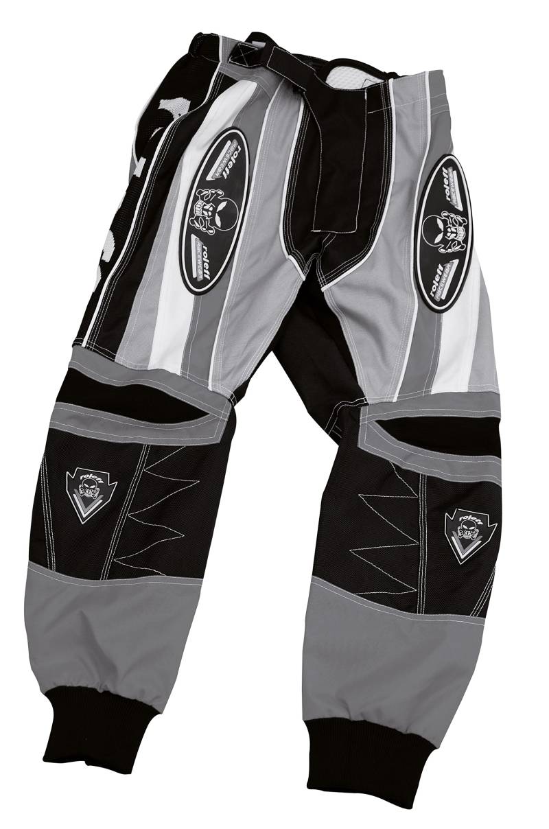 Roleff Racewear Motocross Hose für Kinder, Schwarz Grau, Größe XS/122 von ROLEFF