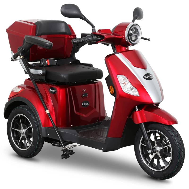 Rolektro Elektromobil E-Trike-15 V.2 Rot - 15km/h Seniorenmobil - 1000W E-Mobil für Erwachsene - 3-Rad Seniorenfahrzeug - mit EU Straßen-Zulassung - fahren ohne Führerschein von Rolektro