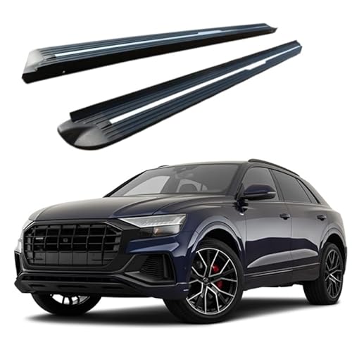 2 x Aluminium-Trittbretter, feste Nerf-Stangen, Seitenstufen mit Halterungen, kompatibel mit Audi Q8 2019–2020 (HJG) von RollingMotor