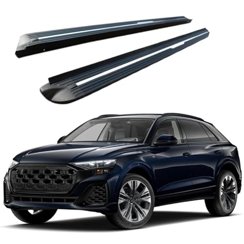 2 x Aluminium-Trittbretter, feste Nerf-Stangen, Seitenstufen mit Halterungen, kompatibel mit Audi Q8 2021–2025 (HJG) von RollingMotor