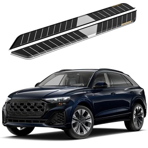 2 x Aluminium-Trittbretter, feste Nerf-Stangen, Seitenstufen mit Halterungen, kompatibel mit Audi Q8 2021–2025 (RS) von RollingMotor