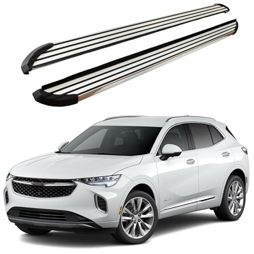 2 x Aluminium-Trittbretter, feste Nerf-Stangen, Seitenstufen mit Halterungen, kompatibel mit Buick Envision 2021–2024 (LX) von RollingMotor