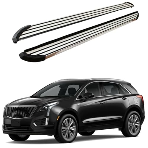 2 x Aluminium-Trittbretter, feste Nerf-Stangen, Seitenstufen mit Halterungen, kompatibel mit Cadillac XT5 2017–2024 (LX) von RollingMotor