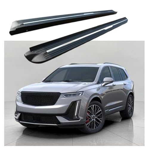 2 x Aluminium-Trittbretter, feste Nerf-Stangen, Seitenstufen mit Halterungen, kompatibel mit Cadillac XT6 2019–2025 (HJG) von RollingMotor