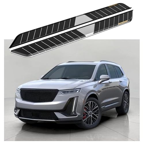 2 x Aluminium-Trittbretter, feste Nerf-Stangen, Seitenstufen mit Halterungen, kompatibel mit Cadillac XT6 2019–2025 (RS) von RollingMotor